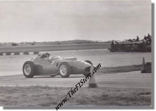 Vintage 1959 photo of Tony Brooks on Ferrari 246 at the USA Grand Prix at